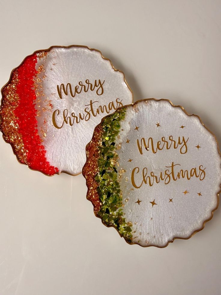 Merry Christmas Resin Coasters