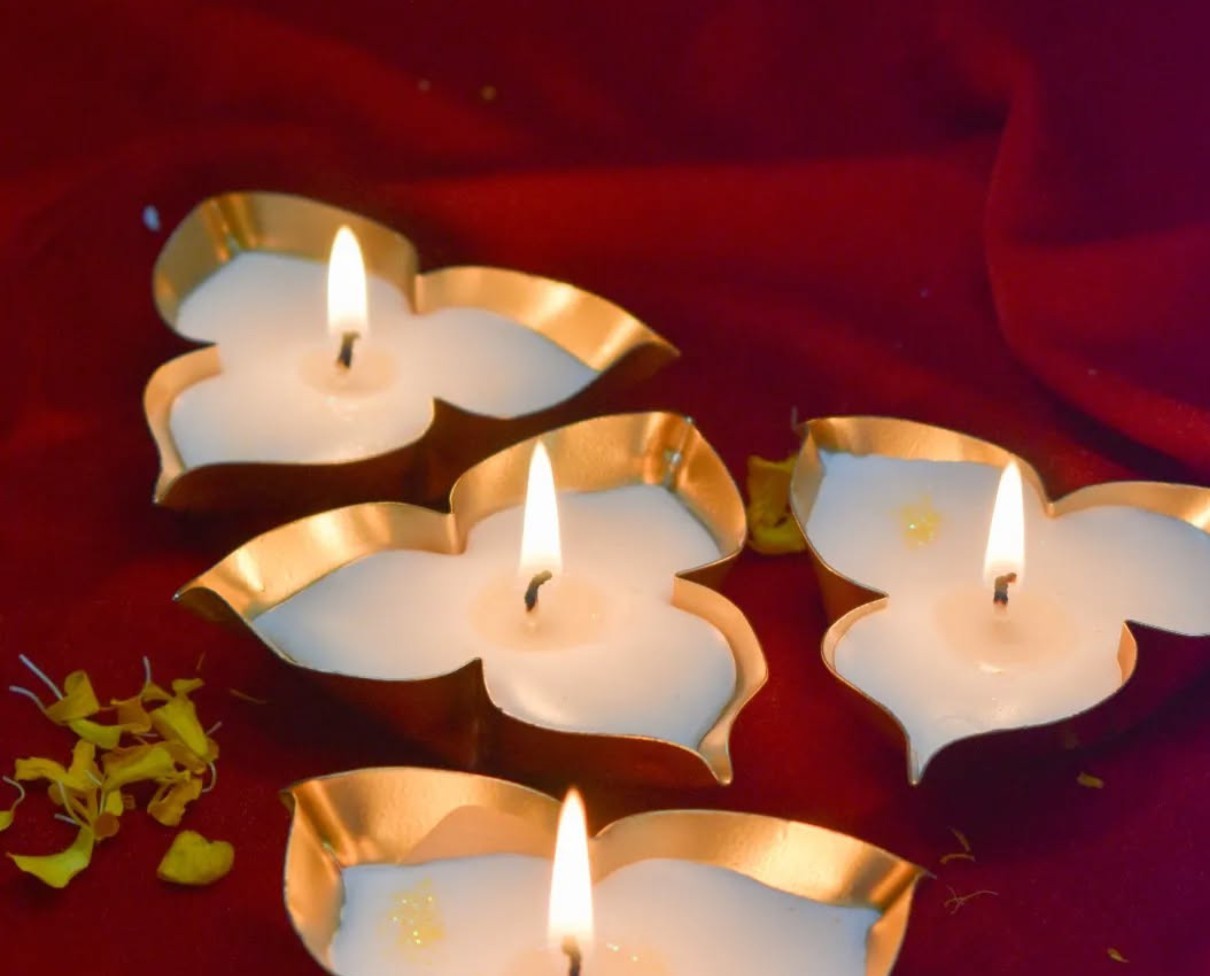 Golden Blossom Diya Candles